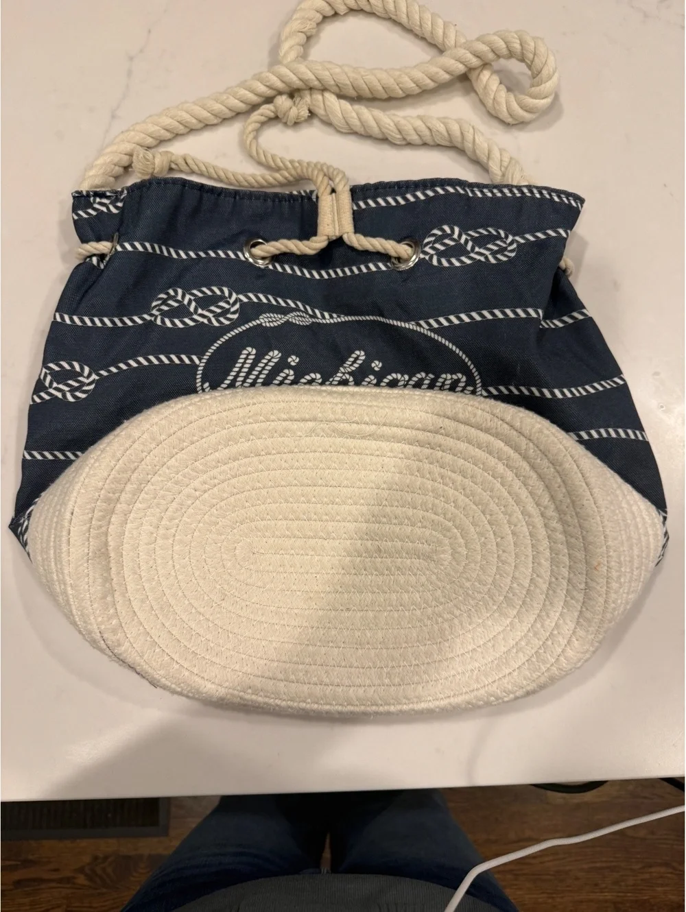Michigan Nautical Rope Tote Bag